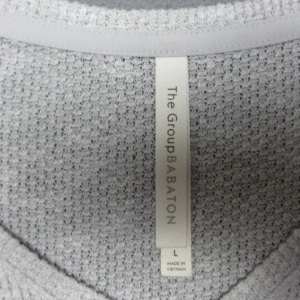 Aritzia Babaton Top Women Large Gray Excellent Waffle Knit V-Neck SWF0-1115-11